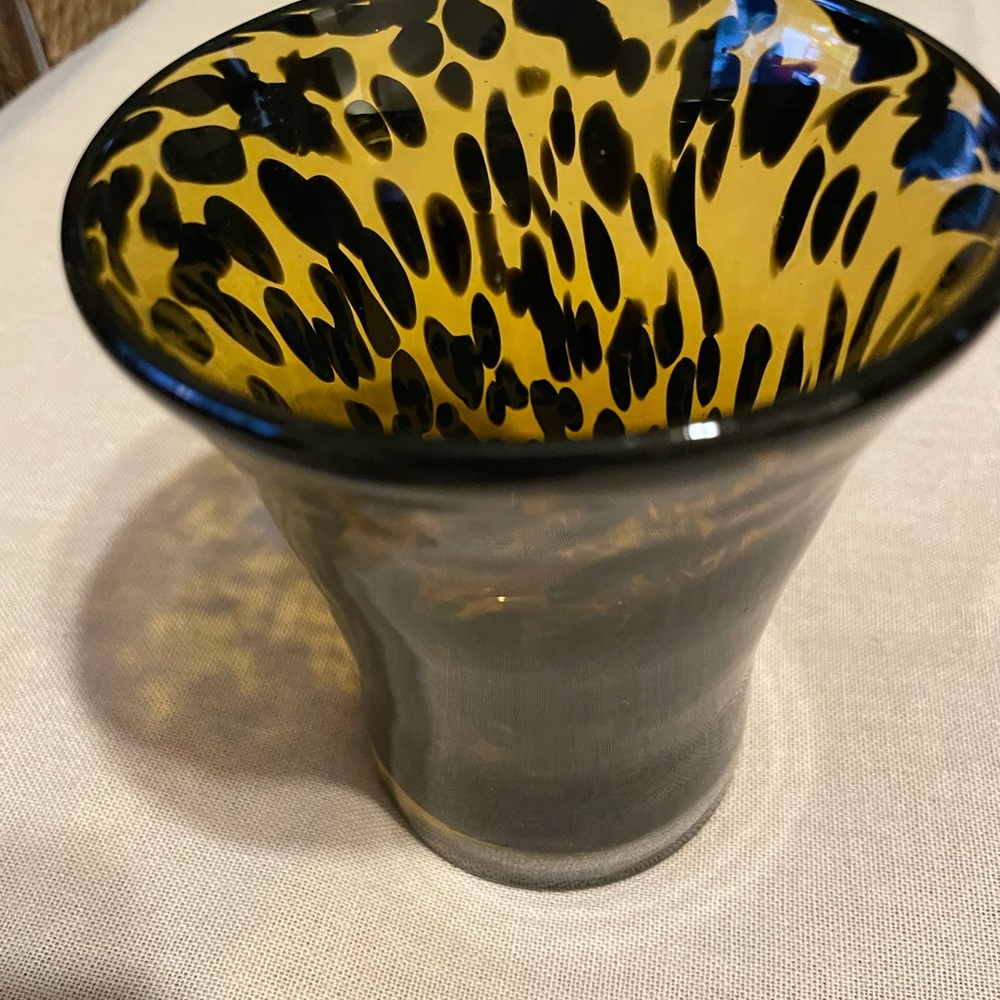 Tortoise glass pen/pencil holder- votive holder